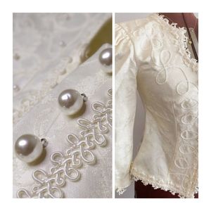 Nah Nah Collection | Vintage | White Brocade | Size 8 | Jacket Pearls Braid